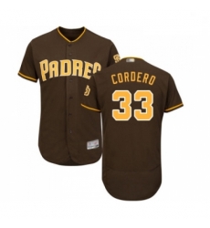 Mens San Diego Padres 33 Franchy Cordero Brown Alternate Flex Base Authentic Collection Baseball Jersey