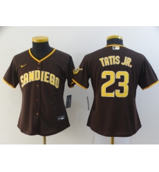 Women Padres 23 Fernando Tatis Jr  Brown Nike Cool Base Jersey