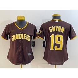 Women San Diego Padres 19 Tony Gwynn Brown Stitched Baseball Jersey 