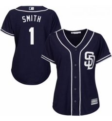 Womens Majestic San Diego Padres 1 Ozzie Smith Replica Navy Blue Alternate 1 Cool Base MLB Jersey