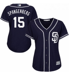 Womens Majestic San Diego Padres 15 Cory Spangenberg Replica Navy Blue Alternate 1 Cool Base MLB Jersey