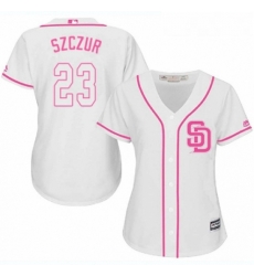 Womens Majestic San Diego Padres 23 Matt Szczur Replica White Fashion Cool Base MLB Jersey 