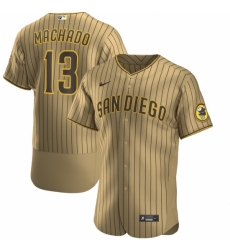 Toddler Nike San Diego Padres 13 Manny Machado Men Nike Tan Brown Flex Base Alternate Player Jersey