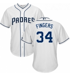 Youth Majestic San Diego Padres 34 Rollie Fingers Authentic White Home Cool Base MLB Jersey