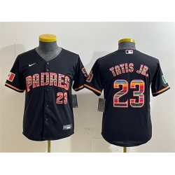 Youth San Diego Padres 23 Fernando Tatis Jr  Black Mexico Cool Base Stitched Baseball Jersey