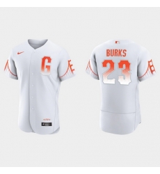 Men San Francisco Giants 23 Ellis Burks Men 2021 City Connect Authentic White Jersey