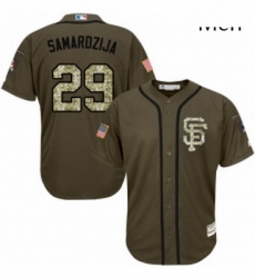 Mens Majestic San Francisco Giants 29 Jeff Samardzija Authentic Green Salute to Service MLB Jersey