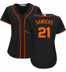 Womens Majestic San Francisco Giants 21 Deion Sanders Replica Black Alternate Cool Base MLB Jersey