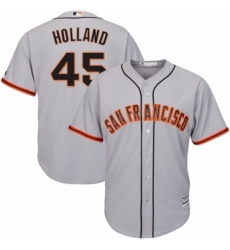 Youth Majestic San Francisco Giants 45 Derek Holland Replica Grey Road Cool Base MLB Jersey 