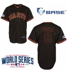 Youth Majestic San Francisco Giants 8 Hunter Pence Authentic Black Cool Base 2014 World Series Patch MLB Jersey