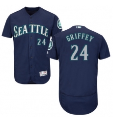 Men 24 Ken Griffey Jr Seattle Mariners Navy FLex Base Jersey