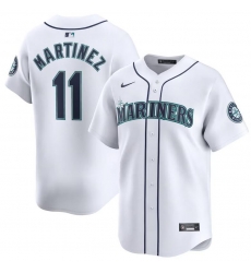 Men Seattle Mariners 11 Edgar Martinez White Home Limited Stitched Jersey