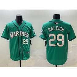 Men Seattle Mariners 29 Cal Raleigh Aqua Limited Stitched Jersey