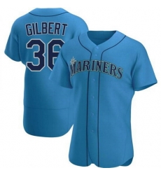 Men Seattle Mariners 36 Logan Gilbert Royal Flex Base Stitched Jersey