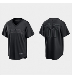 Men Seattle Mariners Active Player Custom Black Pitch Black Fashion Replica Stitched Jersey