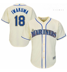 Mens Majestic Seattle Mariners 18 Hisashi Iwakuma Replica Cream Alternate Cool Base MLB Jersey