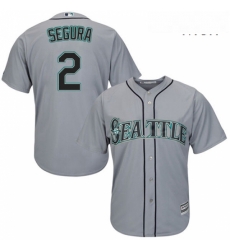 Mens Majestic Seattle Mariners 2 Jean Segura Replica Grey Road Cool Base MLB Jersey