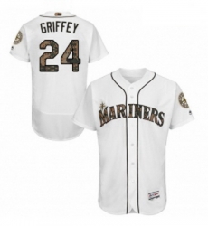 Mens Majestic Seattle Mariners 24 Ken Griffey Authentic White 2016 Memorial Day Fashion Flex Base MLB Jersey