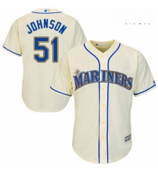 Mens Majestic Seattle Mariners 51 Randy Johnson Replica Cream Alternate Cool Base MLB Jersey