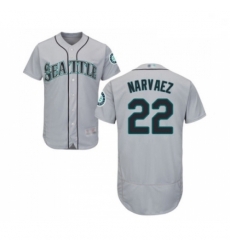 Mens Seattle Mariners 22 Omar Narvaez Grey Road Flex Base Authentic Collection Baseball Jersey