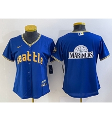 Women Seattle Mariners Royal 2023 City Connect Team Big Logo Stitched Baseball Jersey