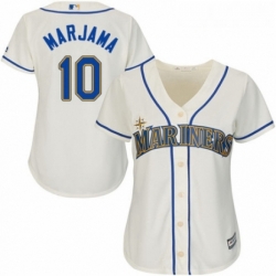 Womens Majestic Seattle Mariners 10 Mike Marjama Authentic Cream Alternate Cool Base MLB Jersey 