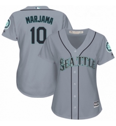 Womens Majestic Seattle Mariners 10 Mike Marjama Replica Grey Road Cool Base MLB Jersey 