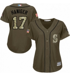 Womens Majestic Seattle Mariners 17 Mitch Haniger Authentic Green Salute to Service MLB Jersey 