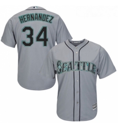 Womens Majestic Seattle Mariners 34 Felix Hernandez Replica Grey Road Cool Base MLB Jersey