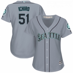 Womens Majestic Seattle Mariners 51 Ichiro Suzuki Replica Grey Road Cool Base MLB Jersey