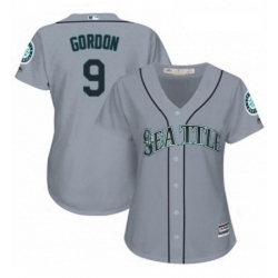 Womens Majestic Seattle Mariners 9 Dee Gordon Replica Grey Road Cool Base MLB Jersey 