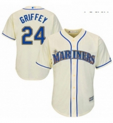 Youth Majestic Seattle Mariners 24 Ken Griffey Replica Cream Alternate Cool Base MLB Jersey