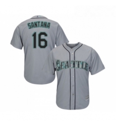 Youth Seattle Mariners 16 Domingo Santana Replica Grey Road Cool Base Baseball Jersey 