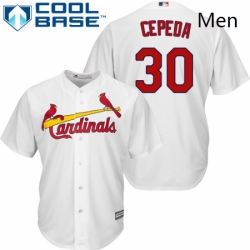 Mens Majestic St Louis Cardinals 30 Orlando Cepeda Replica White Home Cool Base MLB Jersey