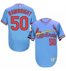 Mens Majestic St Louis Cardinals 50 Adam Wainwright Light Blue FlexBase Authentic Collection MLB JerseyCoopers