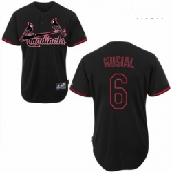 Mens Majestic St Louis Cardinals 6 Stan Musial Authentic Black Fashion MLB Jersey