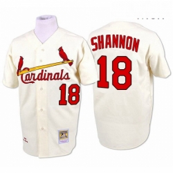 Mens Mitchell and Ness St Louis Cardinals 18 Mike Shannon Replica Cream 1964 Throwback MLB Jersey