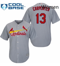 Womens Majestic St Louis Cardinals 13 Matt Carpenter Replica Grey Road MLB Jersey