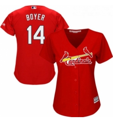 Womens Majestic St Louis Cardinals 14 Ken Boyer Replica Red Alternate Cool Base MLB Jersey