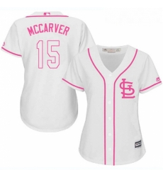 Womens Majestic St Louis Cardinals 15 Tim McCarver Authentic White Fashion Cool Base MLB Jersey