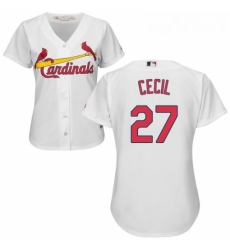 Womens Majestic St Louis Cardinals 27 Brett Cecil Authentic White Home Cool Base MLB Jersey 