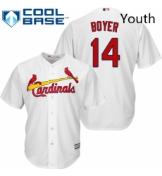 Youth Majestic St Louis Cardinals 14 Ken Boyer Authentic White Home Cool Base MLB Jersey