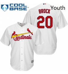 Youth Majestic St Louis Cardinals 20 Lou Brock Authentic White Home Cool Base MLB Jersey