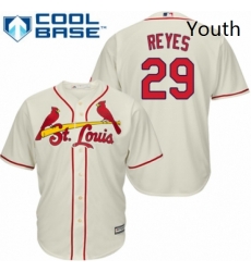 Youth Majestic St Louis Cardinals 29 lex Reyes Replica Cream Alternate Cool Base MLB Jersey 