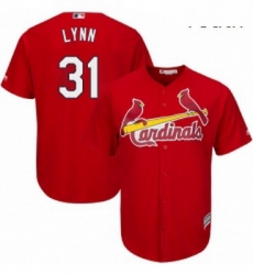 Youth Majestic St Louis Cardinals 31 Lance Lynn Replica Red Alternate Cool Base MLB Jersey