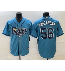 Men Tampa Bay Rays 56 Randy Arozarena Blue Cool Base Stitched Baseball Jersey 2