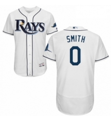 Mens Majestic Tampa Bay Rays 0 Mallex Smith Home White Home Flex Base Authentic Collection MLB Jersey