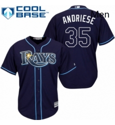 Mens Majestic Tampa Bay Rays 35 Matt Andriese Replica Navy Blue Alternate Cool Base MLB Jersey 