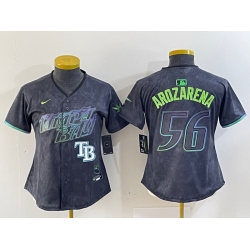 Women Tampa Bay Rays 56 Randy Arozarena Charcoal 2024 City Connect Limited Stitched Baseball Jersey 2