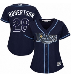 Womens Majestic Tampa Bay Rays 28 Daniel Robertson Replica Navy Blue Alternate Cool Base MLB Jersey 